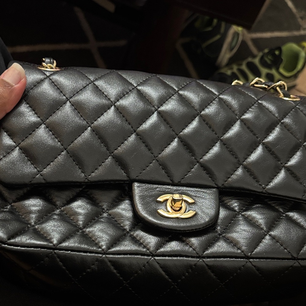 Chanel Black Quilted Shoulder Bag with Gold Accents